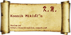 Kossik Miklós névjegykártya